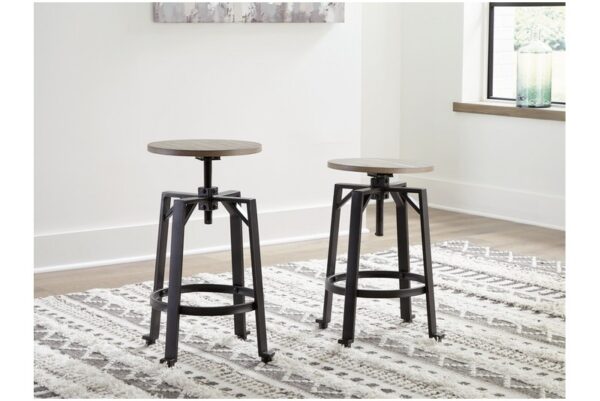 Lesterton Light Brown / Black Swivel Stool (Set of 2) - Image 2