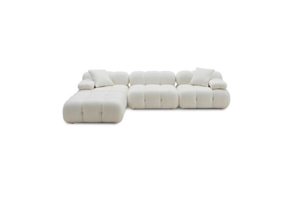 Calliope Vegan Shearling 4 piece Modular Sectional Cream - Image 5