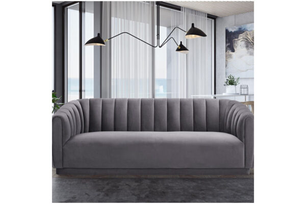 Arno Velvet Sofa Gray - Image 2