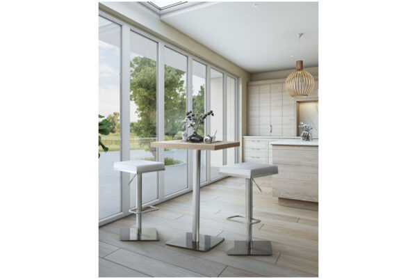 Bari Stainless Steel Adjustable Barstool White - Image 2