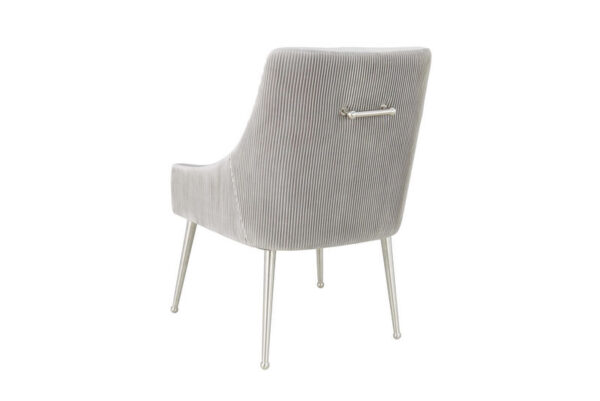 Beatrix Pleated Velvet Side Chair Silver Legs Light Gray - Image 5