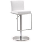 Amalfi Stainless Steel Adjustable Barstool White