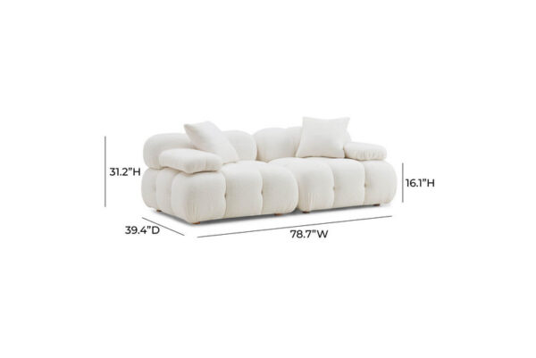 Calliope Vegan Shearling Modular Loveseat Cream - Image 6