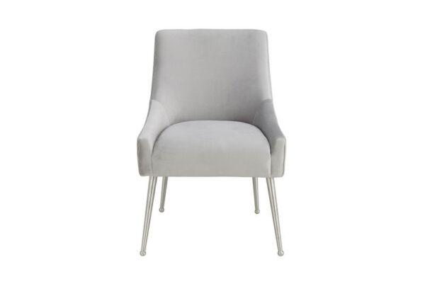 Beatrix Pleated Velvet Side Chair Silver Legs Light Gray - Image 4