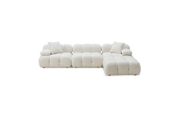 Calliope Vegan Shearling 4 piece Modular Sectional Cream - Image 3