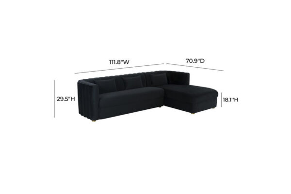 Callie Velvet Sectional RAF Black - Image 6