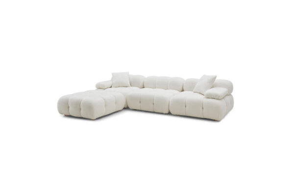 Calliope Vegan Shearling 4 piece Modular Sectional Cream - Image 4