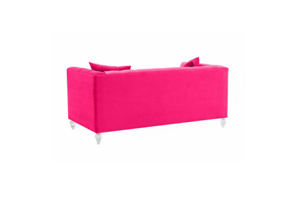 Bea Velvet Loveseat Hot Pink - Image 3