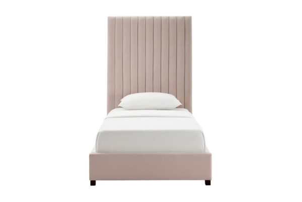 Arabelle Twin Velvet Bed Blush - Image 3