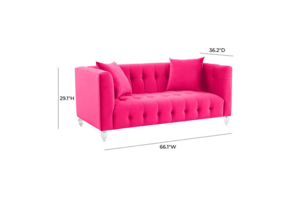 Bea Velvet Loveseat Hot Pink - Image 5