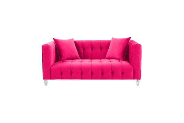 Bea Velvet Loveseat Hot Pink - Image 2