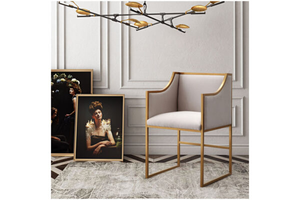 Atara Velvet Gold Chair Cream - Image 2