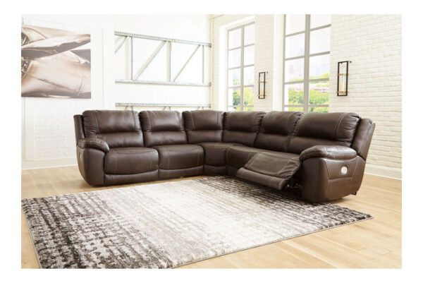 Dunleith Chocolate 5 Piece Power Reclining Sectional - Image 2