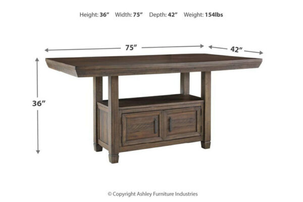 Johurst Grayish Brown Rect Dining Room Counter Table - Image 3