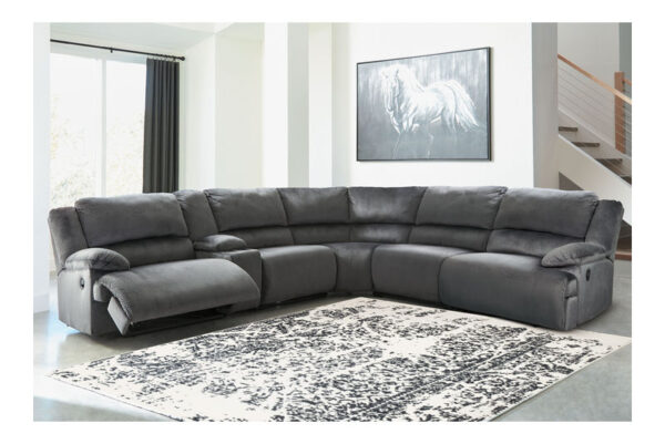 Clonmel Charcoal 6 Piece Reclining Sectional With Zero Wall Recliners - Image 2